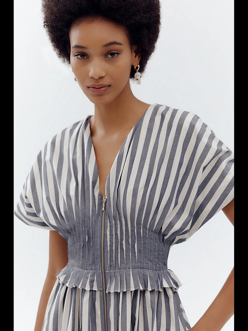 Anthropologie V-Neck Zip-Front Midi Dress - Picture 2 of 16